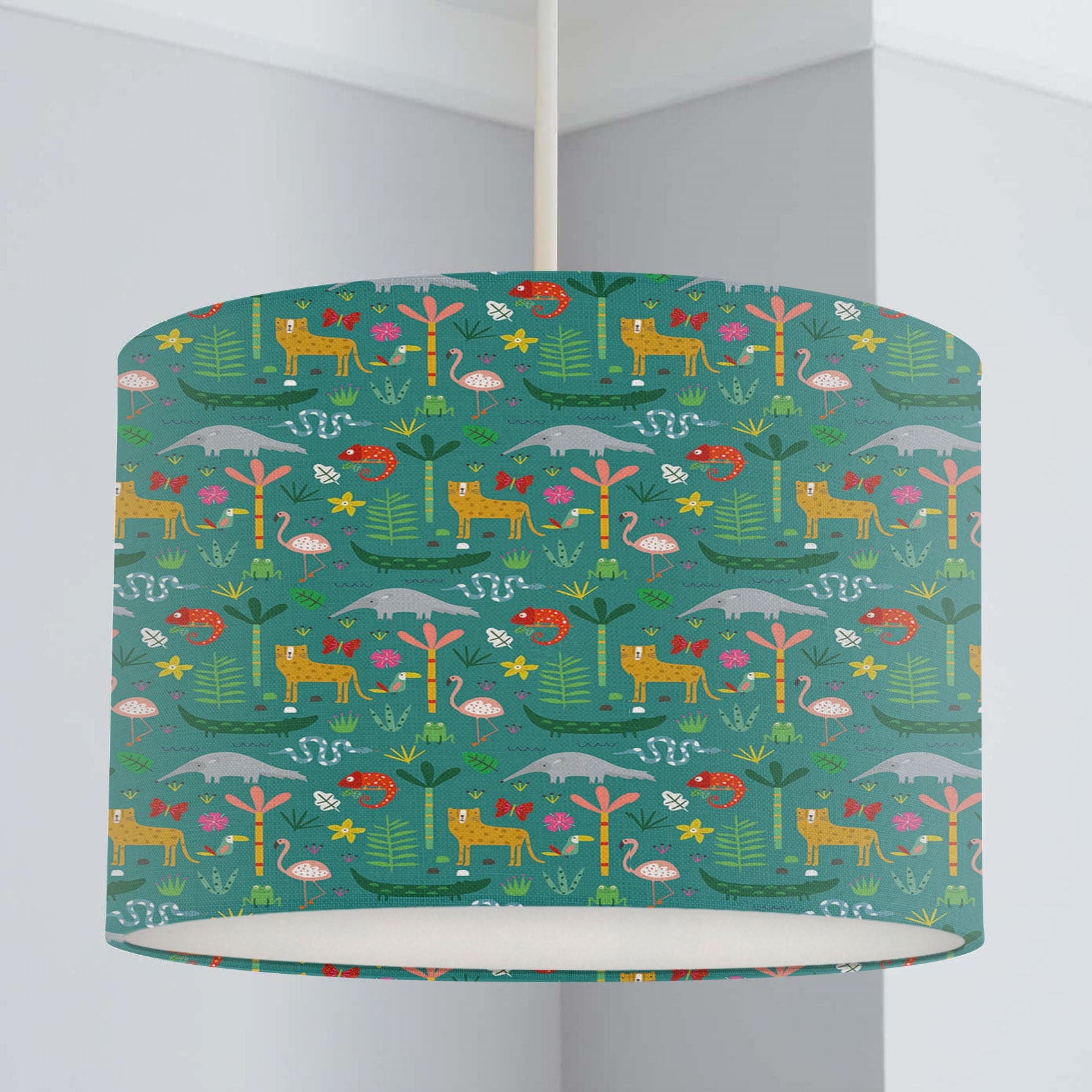 Jungle Animals Lampshade Green Nursery Children's Etsy