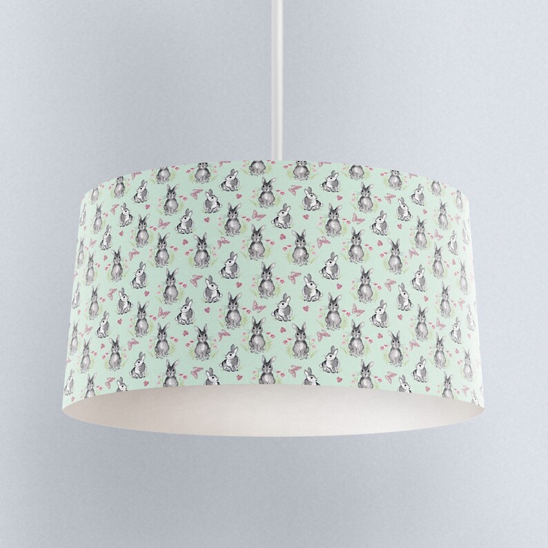Bunny Rabbit Children S Lampshade Mint Green Nursery Bunny Rabbit Children S Lampshade Mint, Grey Bunny Lamp Shade