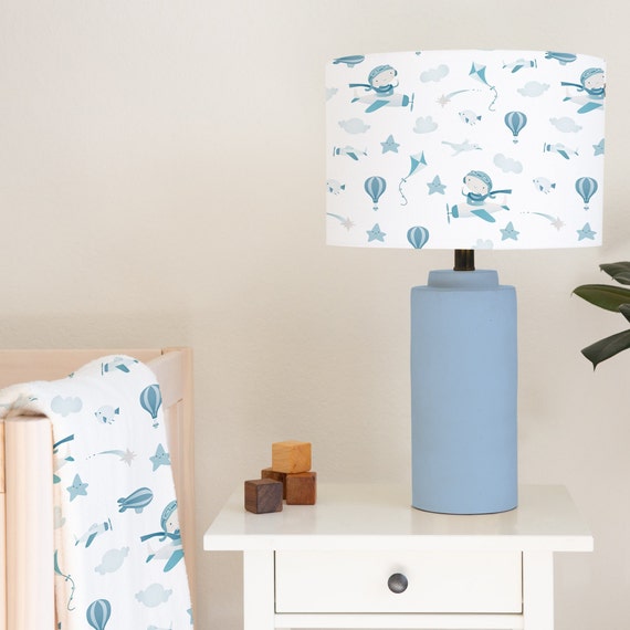 Up up and Away Lampshade Blue and White Nursery Children s