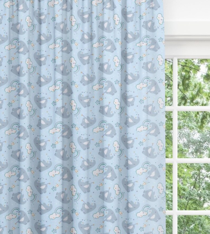 Elephants On Light Blue Background Children S Blackout Etsy