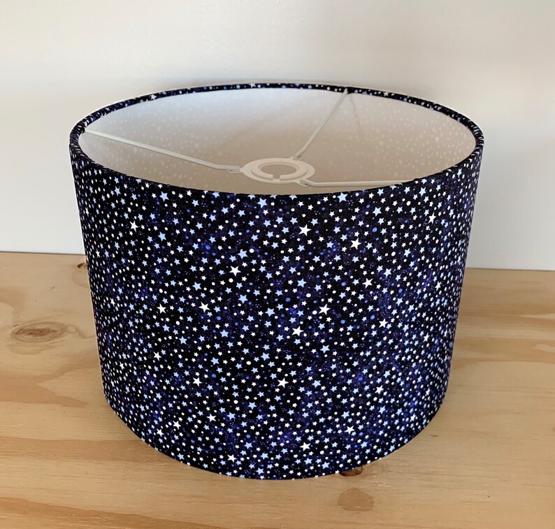 Scattered Star Print Lampshade Dark Blue Baby Nursery Etsy Norway