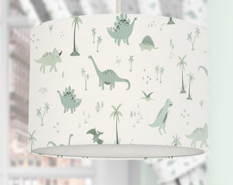 Dinosaur Lampshade, Green, Nursery Children's Bedroom, Drum Ceiling Lamp Light Shade