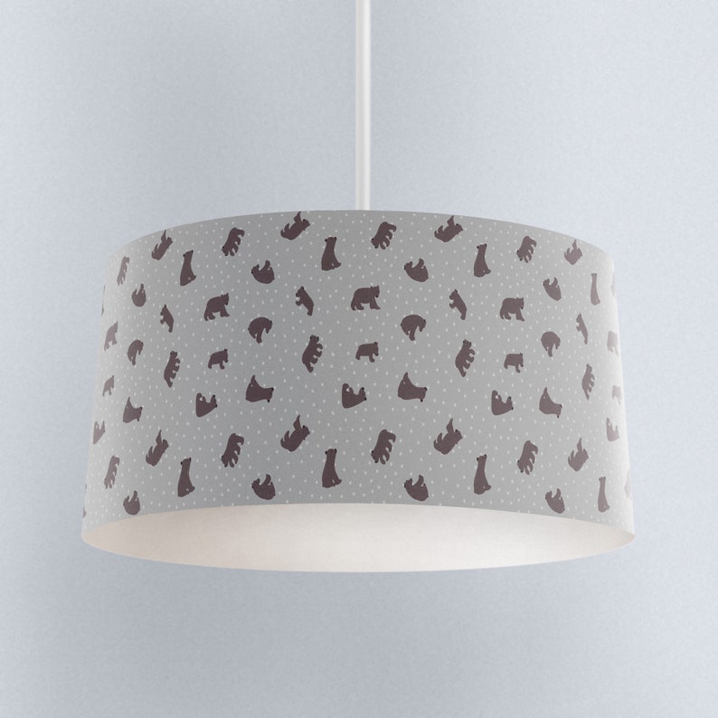 Grey Starry Bear Lampshade And Star Childrens Room Decor Uni Nursery Mini