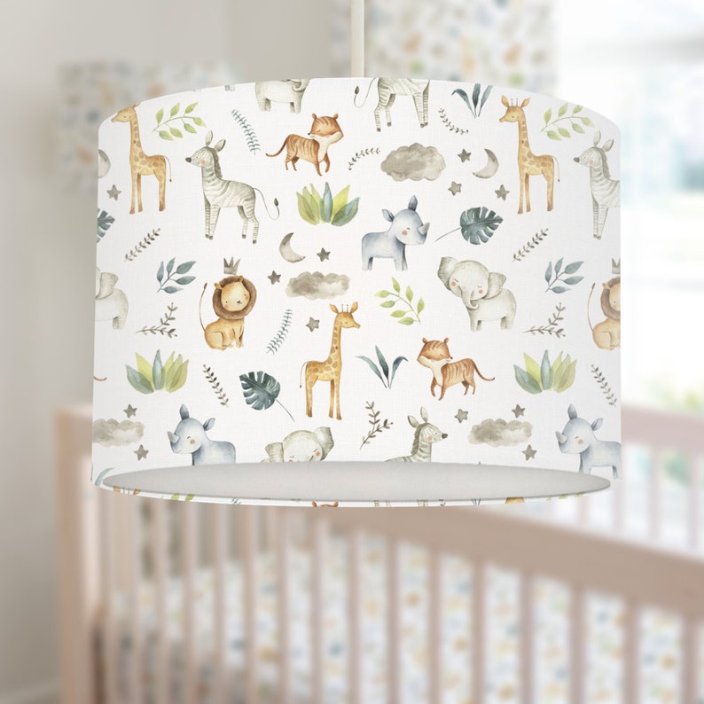 Safari Babies Lampshade White Nursery Children's Etsy