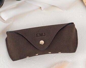 Personalized Suede Sunglasses Case – Soft Leather Eyewear Pouch