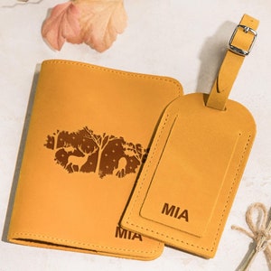 Gepersonaliseerde paspoorthoes en bagagelabel Reisaccessoires Cadeau Reisideeën Vakantiecadeau Verjaardagscadeau Bruidsmeisjescadeau Trouwbedankjes