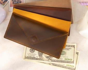 Personalized Leather Money Envelope – Handmade Cash Gift Holder