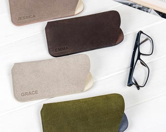 Minimalist Suede Glasses Case: Eyewear Pouch with Microfiber Lining
