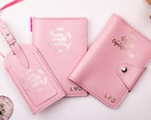 Personalised Passport Holder Set, Initial Passport Holder and Luggage Tag, Personalised Luggage Tag, Bridesmaid Gifts, Bride To Be Passport