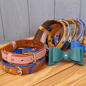 Personalized Dog Collar with Bow, Velvety leather Puppy Collar for Wedding Gift, Engraved Dog Collar for Small Dogs, Soft Puppy Collar Gift