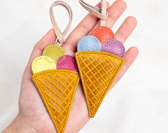 Personalized Leather Ice Cream Charm, Handbag or Purse Accessories, Bridesmaid Tag
