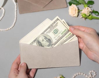 Suede Slim Envelope, Wallet for Carrying and Storing Cash - Christmas Money Envelope