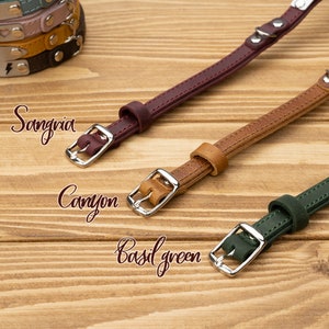 Leather Cat Collar with Name, Personalized Cat Collar, Engraved Custom Cat Collar image 5