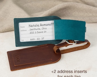 Personalized Leather Luggage Tag, Travel Accessories, Wedding Gift