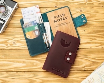 gepersonaliseerde lederen notebook cover, lederen field notes cover, reizigers notebook cover