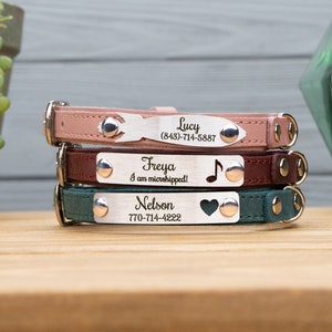 Leather Cat Collar with Name, Personalized Cat Collar, Engraved Custom Cat Collar image 10