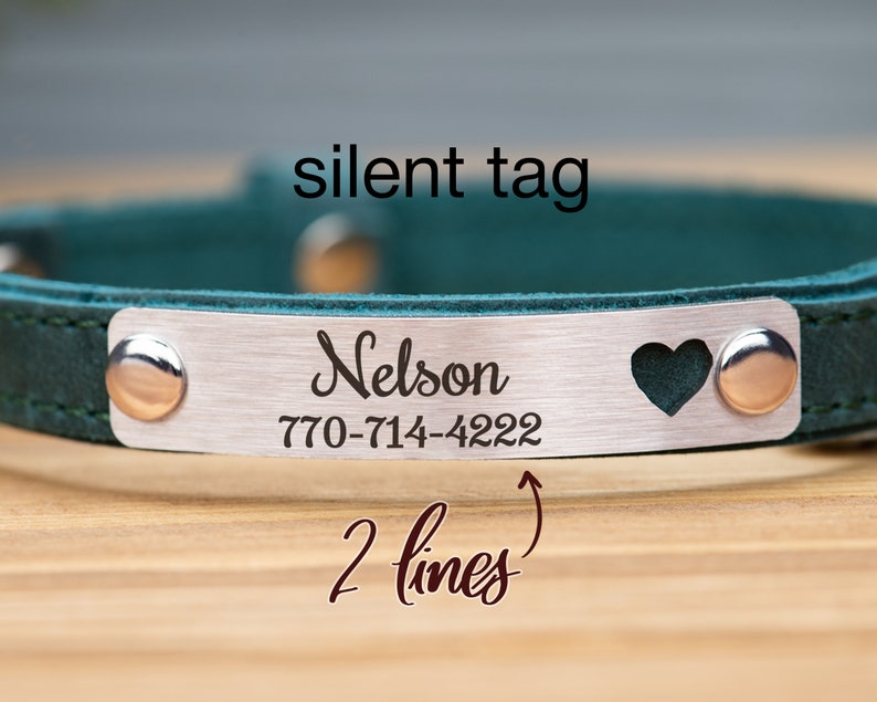 Leather Cat Collar with Name, Personalized Cat Collar, Engraved Custom Cat Collar image 7