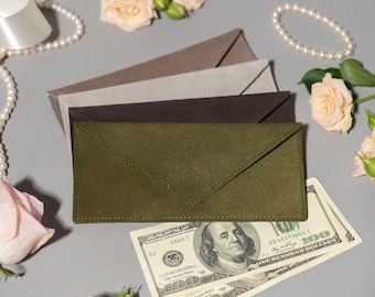Leather Cash Envelope Wallet – Handmade Money Pouch & Travel Currency Organizer