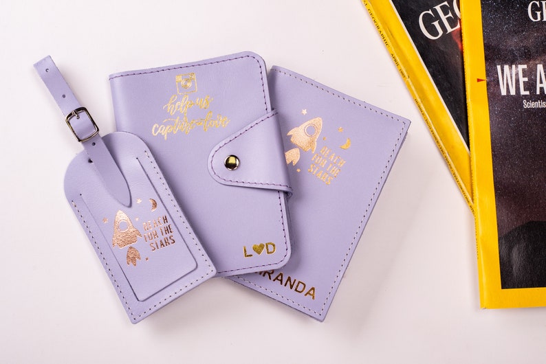 Leather Passport Wallet and Luggage tag Set Passport Holder Etsy