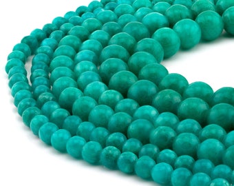 Teal Green Dyed Jade Natural Stone  Beads...Full Strand...6mm - 10mm
