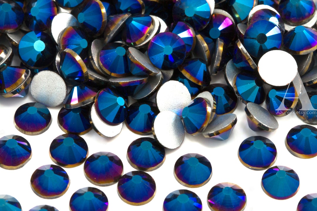 Metallic Blue Non-hotfix Flatback Glass Rhinestones for Embellishments ...