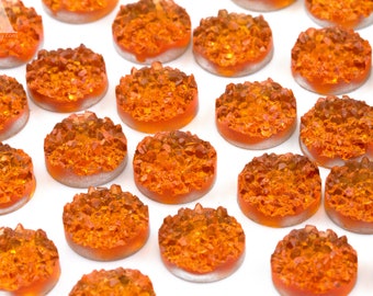 Burnt Orange 12mm Crystal Faux Druzy Cabochons