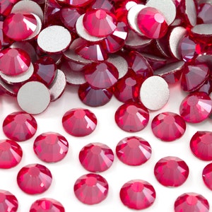 Satin Red Glass Rhinestones for Embellishments 2-6mm