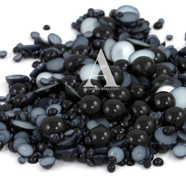 Black Flatback Half Round Pearls for Embellishments 3-16mm