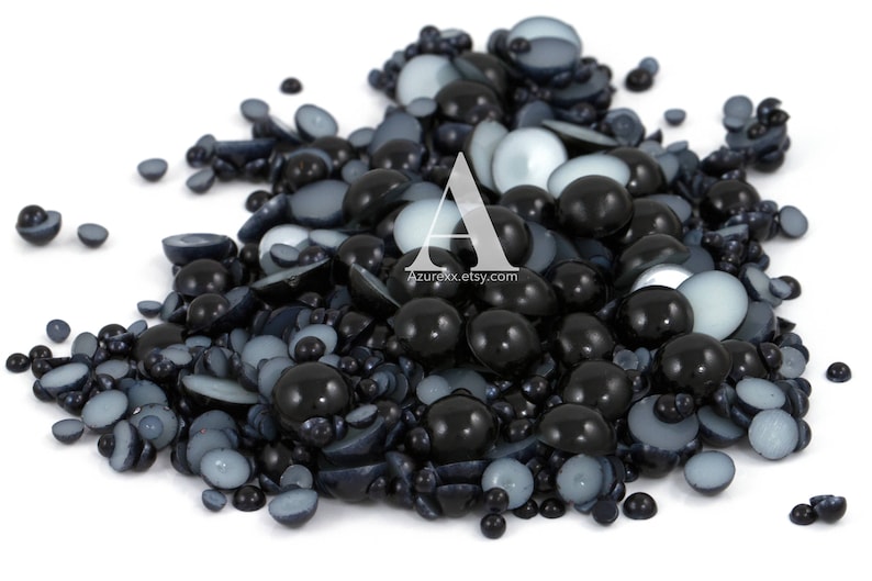 Black Flatback Half Round Pearls for Embellishments 3-16mm image 1