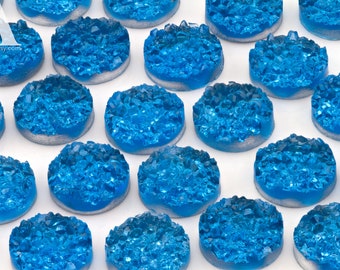 Ice Blue Crystal 12mm Faux Druzy Cabochons