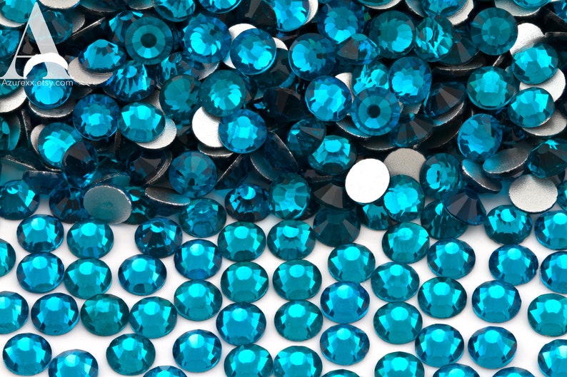 Teal Blue Glass Rhinestones for Embellishments 2-6mm image 1