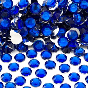 Meibite 6616pcs Navy Blue Hotfix Rhinestones Crystal Glass Gemstones for Tumblers Clothes Shirts Bling Flat Back Round with Tweezers and Picking Pen