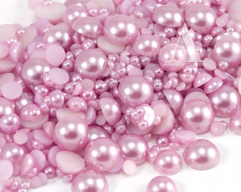 Light Purple Flatback Half Round Pearls for Embellishments Mixed Sizes 3-10mm 850 Pieces