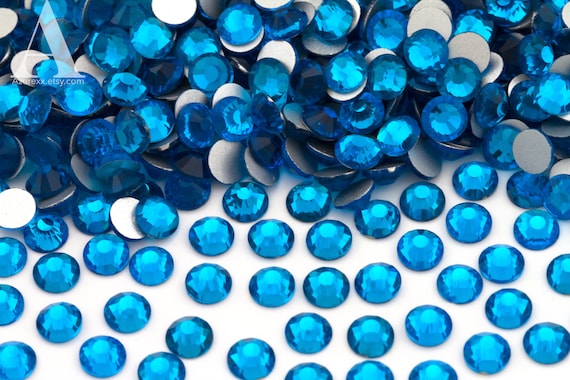 Capri Blue Glass Rhinestones for Embellishments 2-6mm