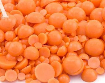 Opaque Orange Flatback Half Round Pearls for Embellishments Mixed Sizes 3-10mm 850 Pieces