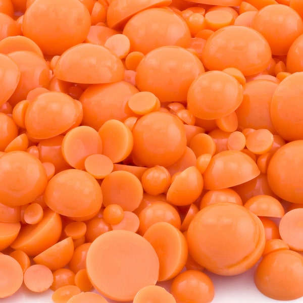 Opaque Orange Flatback Half Round Pearls for Embellishments Mixed Sizes 3-10mm 850 Pieces