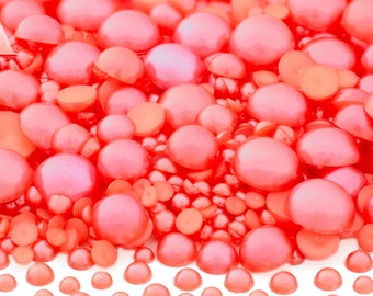 Coral Flatback Half Round Pearls for Embellishments 3-10mm