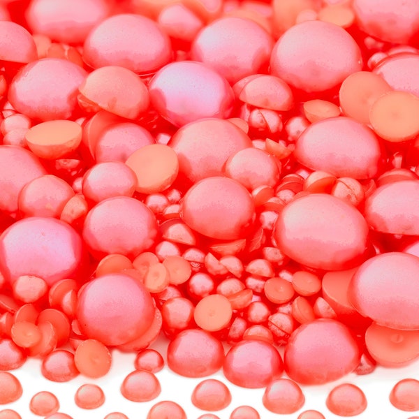 Coral Flatback Half Round Pearls for Embellishments 3-10mm