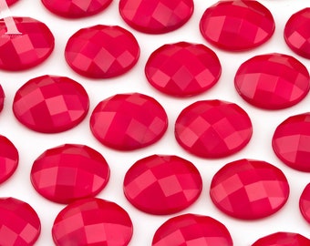 Red 12mm Round Faceted Resin Cabochon