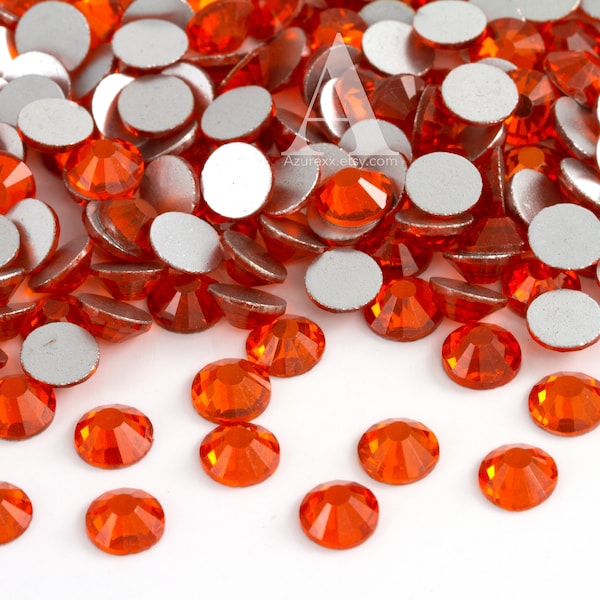 Orange Glass Rhinestones for Embellishments 2-6mm