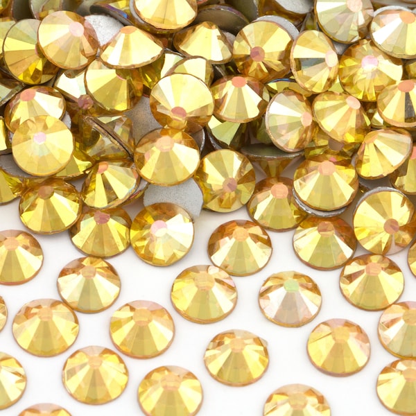 Golden Yellow Glass Rhinestones for Embellishments 2-6mm