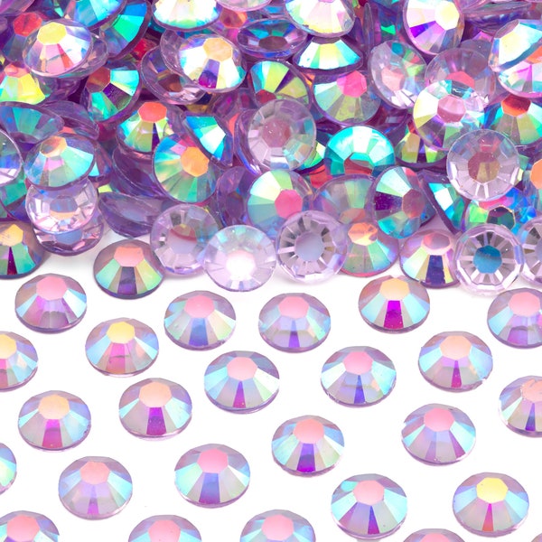 Enchanted Purple AB Transparent Flatback Jelly/Resin Rhinestones for Embellishments and Nail Art 3-6mm