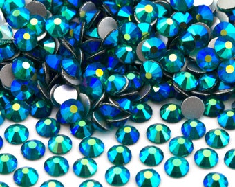 Blue Zircon AB Glass Rhinestones for Embellishments 2-6mm