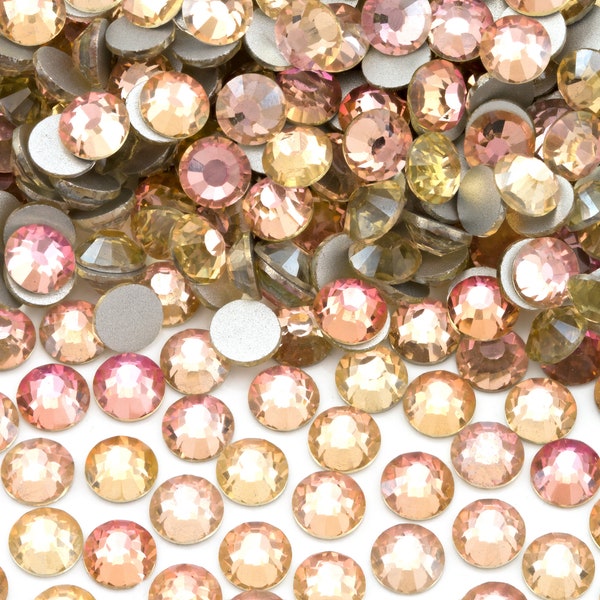 Golden Pink Glass Rhinestones for Embellishments 2-6mm