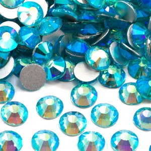 Caribbean Blue AB Glass Rhinestones for Embellishments 2-6mm