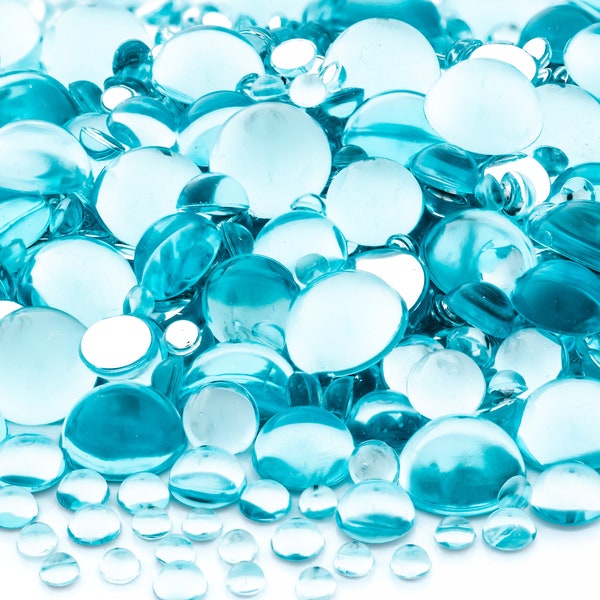 Crystal Ice Blue Flatback Half Round Pearls for Embellishments Mixed Sizes 3-10mm 850 Pieces