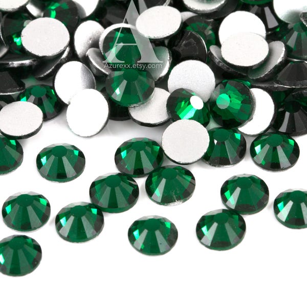 Emerald Green Glass Rhinestones for Embellishments 2-6mm