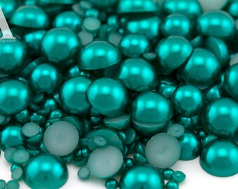 Emerald Green Flat Back Pearls Choose 