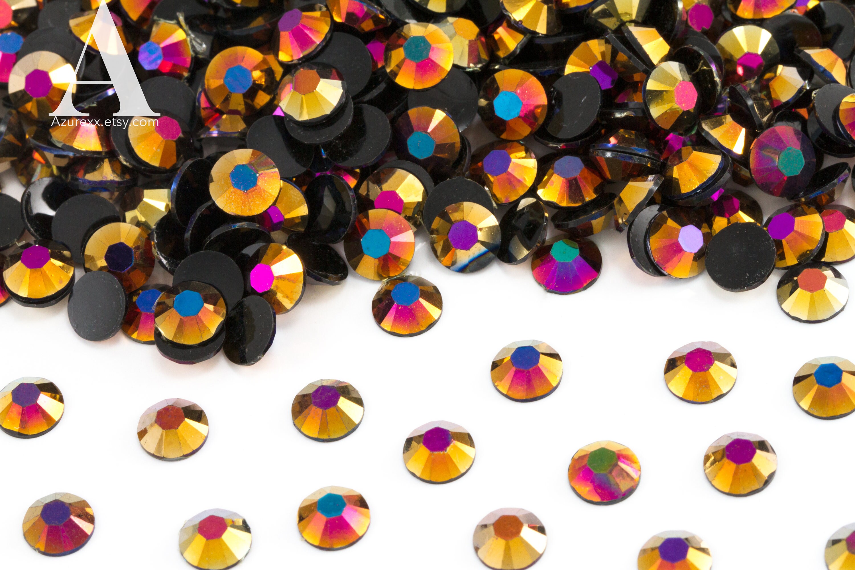 Gold AB Flatback Jelly/Resin Rhinestones for Embellishments and Nail …