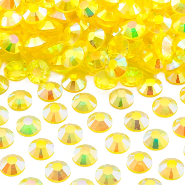 Sunburst Yellow AB Transparent Flatback Jelly/Resin Rhinestones for Embellishments and Nail Art 3-6mm